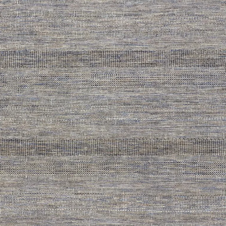 Silver Wool Striped Hand Knotted Area Rug Photo 3