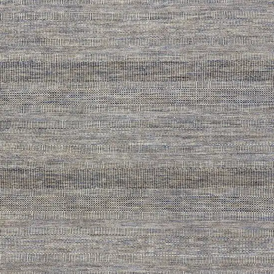 Silver Wool Striped Hand Knotted Area Rug Photo 3