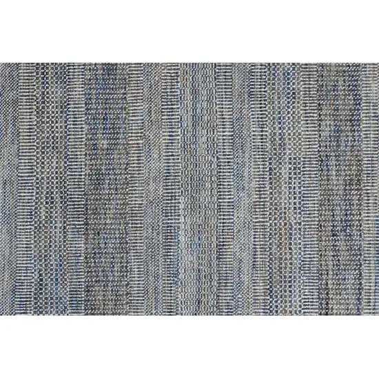 Silver Wool Striped Hand Knotted Area Rug Photo 5