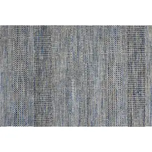 Photo of Silver Wool Striped Hand Knotted Area Rug