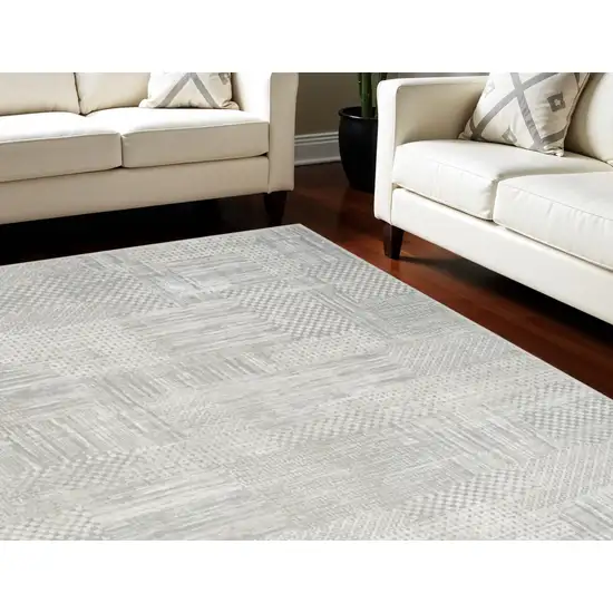 Silver and Gray Abstract Non Skid Area Rug Photo 1