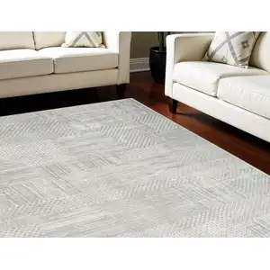 Photo of Silver and Gray Abstract Non Skid Area Rug