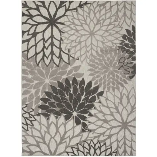 Gray Floral Indoor Outdoor Area Rug Photo 3