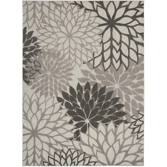 Gray Floral Indoor Outdoor Area Rug Photo 1