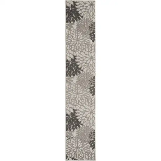 Gray Floral Indoor Outdoor Area Rug Photo 1