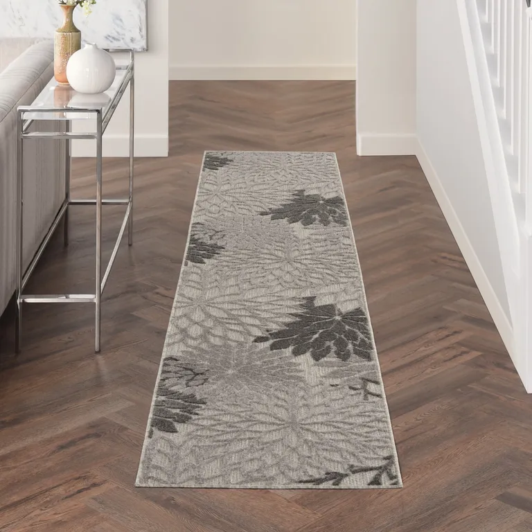 Silver and Gray Indoor Outdoor Runner Rug Photo 4