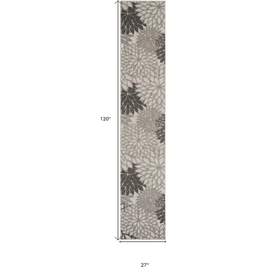 Gray Floral Indoor Outdoor Area Rug Photo 5