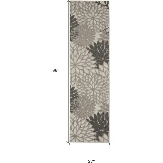 Gray Floral Indoor Outdoor Area Rug Photo 5