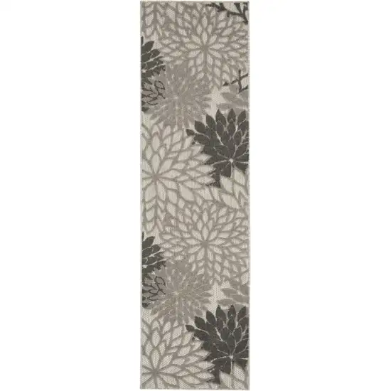 Gray Floral Indoor Outdoor Area Rug Photo 1