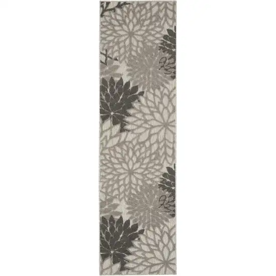 Gray Floral Indoor Outdoor Area Rug Photo 3