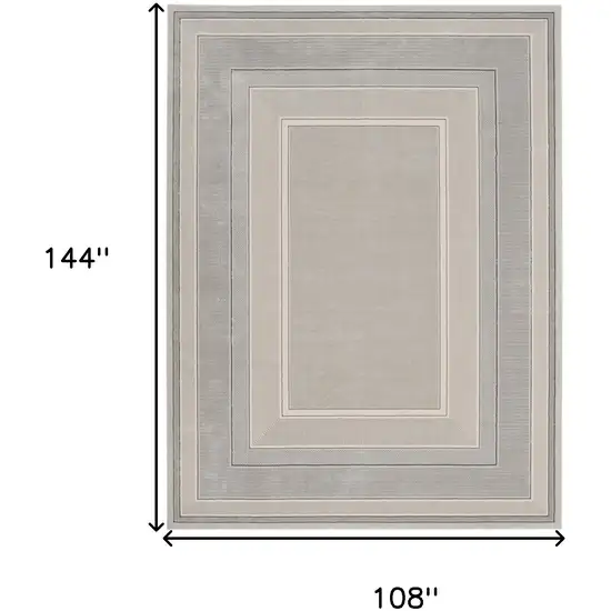 Silver and Ivory Geometric Non Skid Area Rug Photo 3