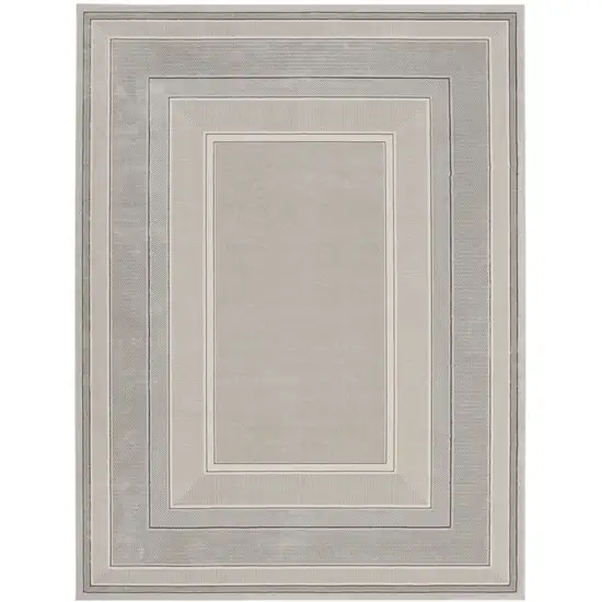 Silver and Ivory Geometric Non Skid Area Rug Photo 2