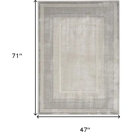 Silver and Ivory Geometric Non Skid Area Rug Photo 3