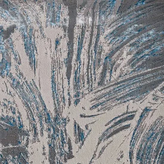 Silver or Blue Abstract Brushstrokes Area Rug Photo 2