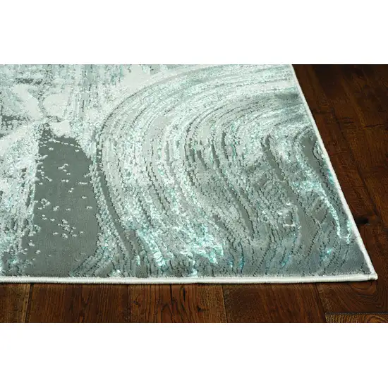 Silver or Blue Abstract Brushstrokes Area Rug Photo 4