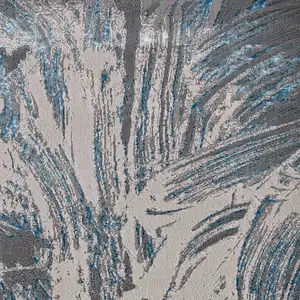 Photo of Silver or Blue Abstract Brushstrokes Indoor Area Rug