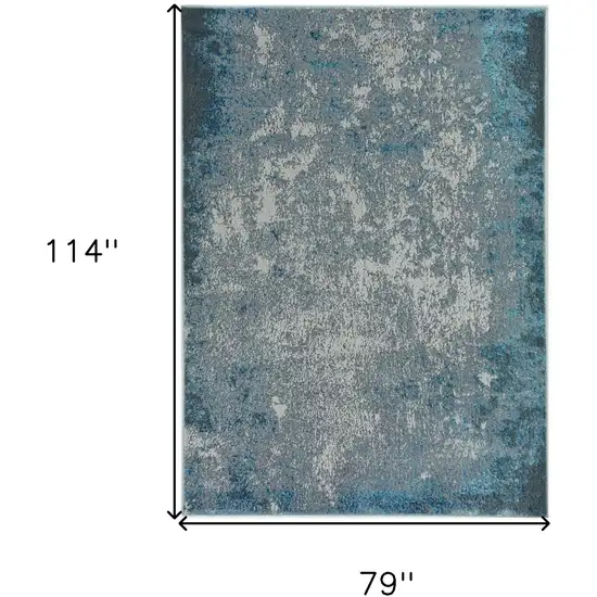 79 X 114 Silver Or  Blue Polypropylene Or Polyester Rug Photo 3