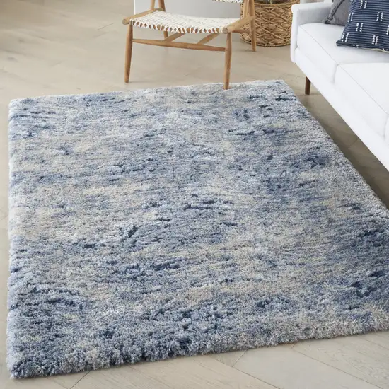 Sky Blue Abstract Shag Area Rug Photo 7