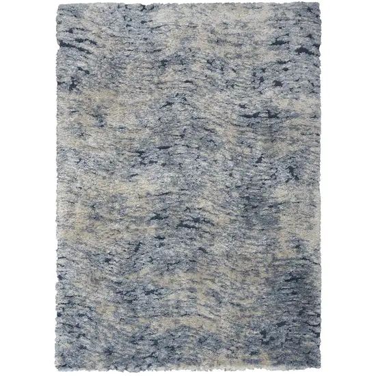 Sky Blue Abstract Shag Area Rug Photo 2