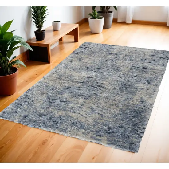 Sky Blue Abstract Shag Area Rug Photo 1