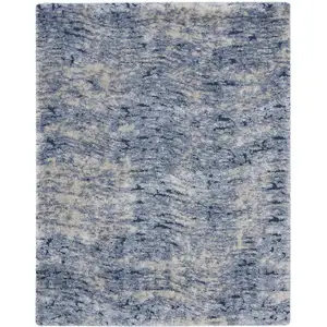 Photo of Sky Blue Abstract Shag Area Rug