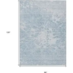 Photo of Sky Blue And Denim Blue Abstract Washable Indoor Outdoor Area Rug