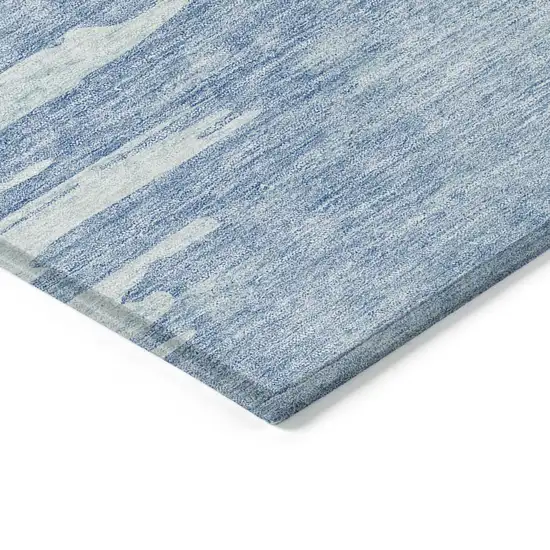 Sky Blue And Denim Blue Abstract Washable Indoor Outdoor Area Rug Photo 3