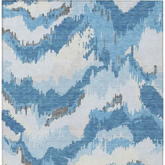 Sky Blue And Denim Blue Abstract Washable Indoor Outdoor Area Rug Photo 8