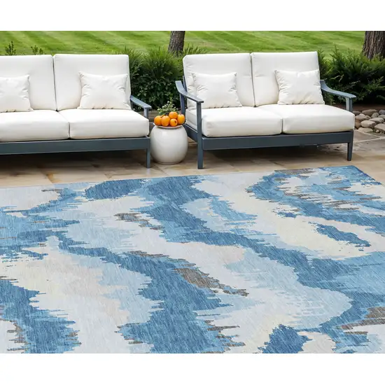 Sky Blue And Denim Blue Abstract Washable Indoor Outdoor Area Rug Photo 1