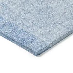 Photo of Sky Blue And Denim Blue Geometric Washable Indoor Outdoor Area Rug