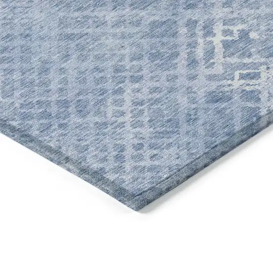 Sky Blue And Denim Blue Geometric Washable Indoor Outdoor Area Rug Photo 5