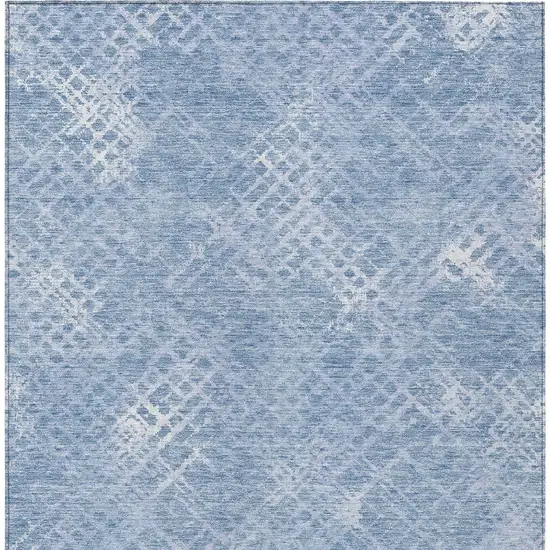 Sky Blue And Denim Blue Geometric Washable Indoor Outdoor Area Rug Photo 7