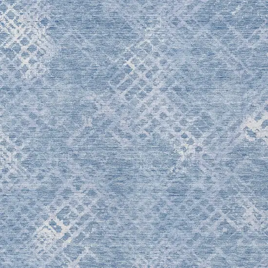 Sky Blue And Denim Blue Geometric Washable Indoor Outdoor Area Rug Photo 6