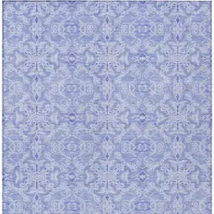 Photo of Sky Blue And Denim Blue Medallion Washable Indoor Outdoor Area Rug