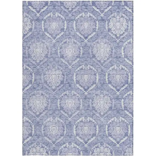 Sky Blue And Denim Blue Medallion Washable Indoor Outdoor Area Rug Photo 7