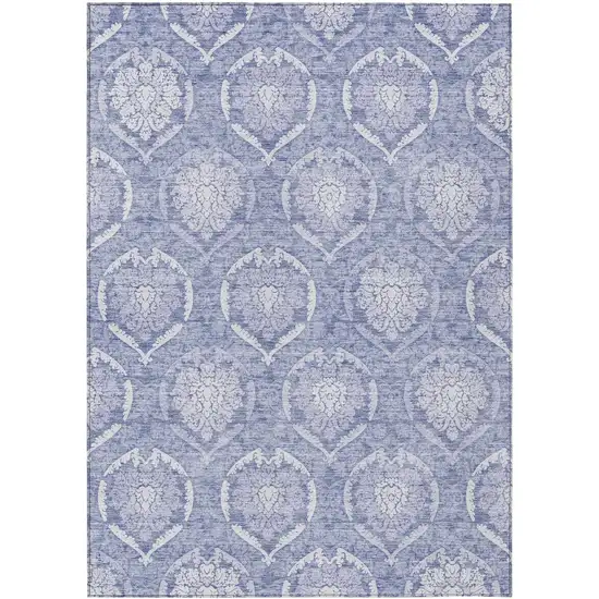 Sky Blue And Denim Blue Medallion Washable Indoor Outdoor Area Rug Photo 2