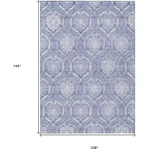 Photo of Sky Blue And Denim Blue Medallion Washable Indoor Outdoor Area Rug