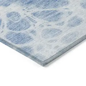 Photo of Sky Blue And Denim Blue Nautical Washable Indoor Outdoor Area Rug