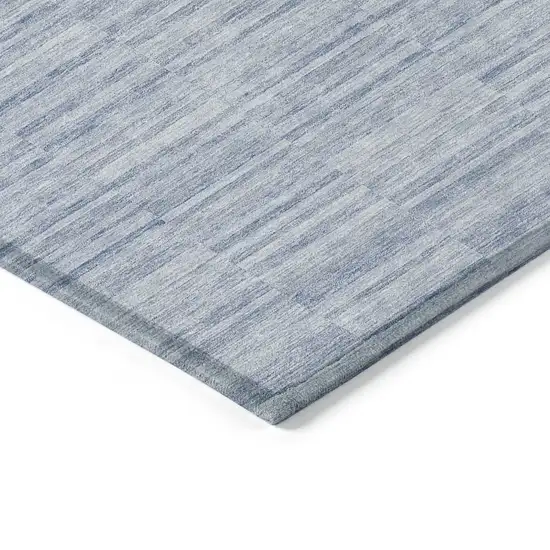 Sky Blue And Denim Blue Striped Washable Indoor Outdoor Area Rug Photo 5