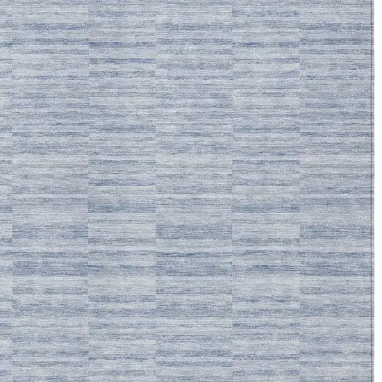 Sky Blue And Denim Blue Striped Washable Indoor Outdoor Area Rug Photo 6