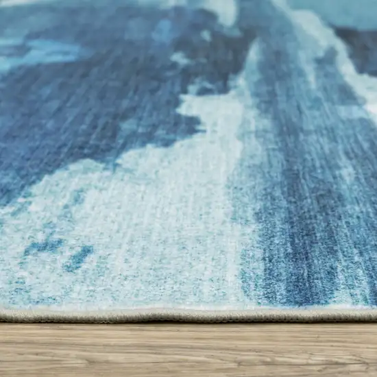 Sky Blue And Ivory Abstract Distressed Area Rug Photo 5