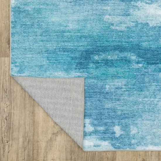 Sky Blue And Ivory Abstract Distressed Area Rug Photo 9