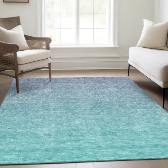 Sky Blue And Teal Blue Ombre Washable Indoor Outdoor Area Rug Photo 8