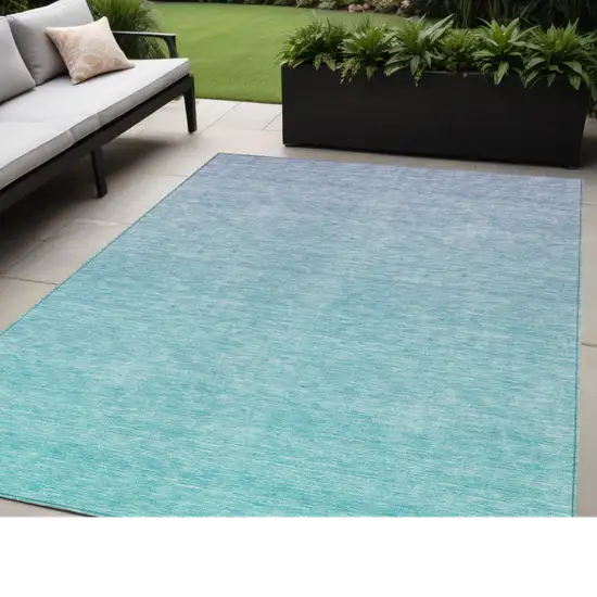 Sky Blue And Teal Blue Ombre Washable Indoor Outdoor Area Rug Photo 1