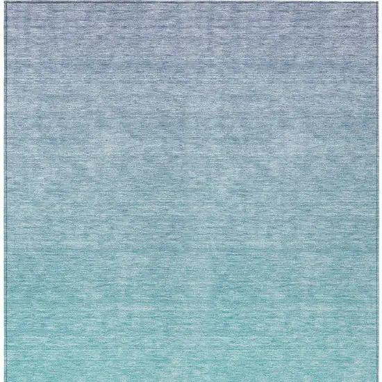 Sky Blue And Teal Blue Ombre Washable Indoor Outdoor Area Rug Photo 6