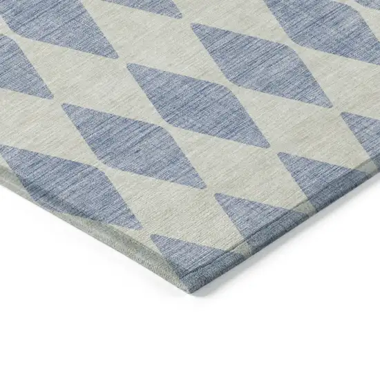 Sky Blue And Ivory Geometric Washable Indoor Outdoor Area Rug Photo 4