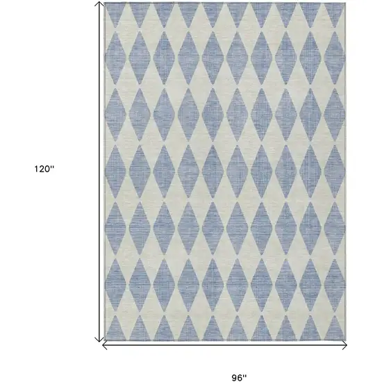 Sky Blue Geometric Washable Indoor Outdoor Area Rug Photo 3