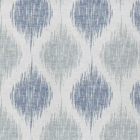 Sky Blue Ivory And Denim Blue Ikat Washable Indoor Outdoor Area Rug Photo 6