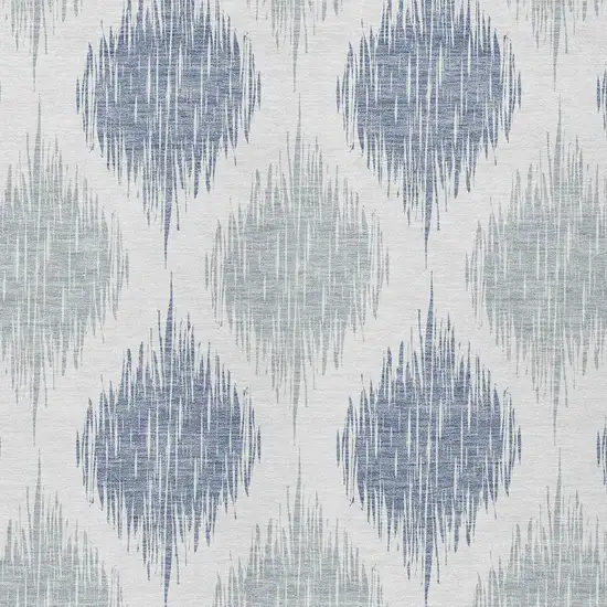 Sky Blue Ivory And Denim Blue Ikat Washable Indoor Outdoor Area Rug Photo 6