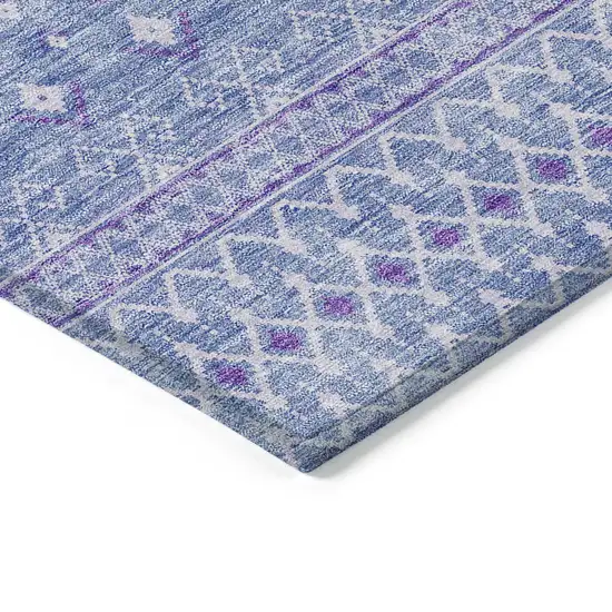 Sky Blue Purple And Ivory Tribal Washable Indoor Outdoor Area Rug Photo 2